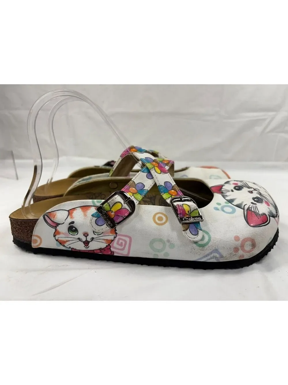 Calceo Handmade cat PATTERNED CLOGS Mules Size 9.5